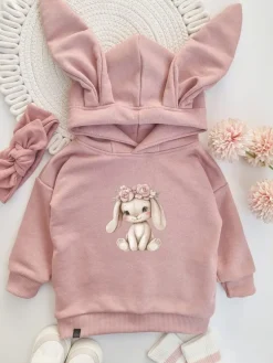 Bluza z kapturem z uszkami zajączka słodki pluszowy zajączek