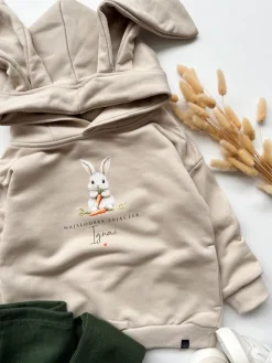 Bluza z kapturem z uszkami zajączka najsłodszy zajączek z marcheweczką