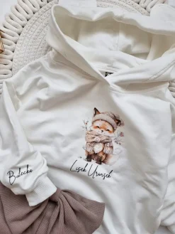 Bluza z kapturem z uszkami zimowy lisek urwisek