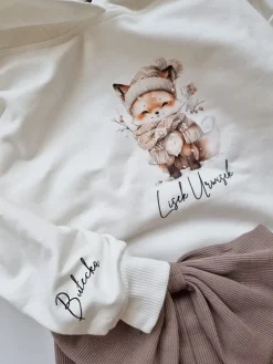 Bluza z kapturem z uszkami zimowy lisek urwisek