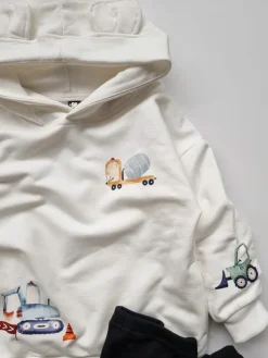 Bluza z kapturem z uszkami z nadrukiem maszyn budowlanych