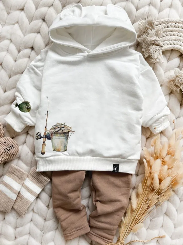 Bluza z kapturem z uszkami z nadrukiem ryb