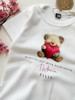 Body dla niemowlaka z misiem mamusia jest moją miłością