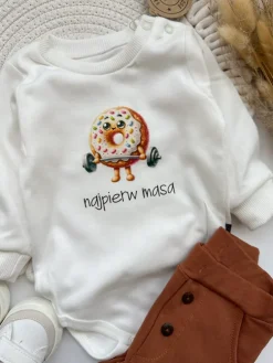 Body dla niemowlaka z nadrukiem pączka najpierw masa