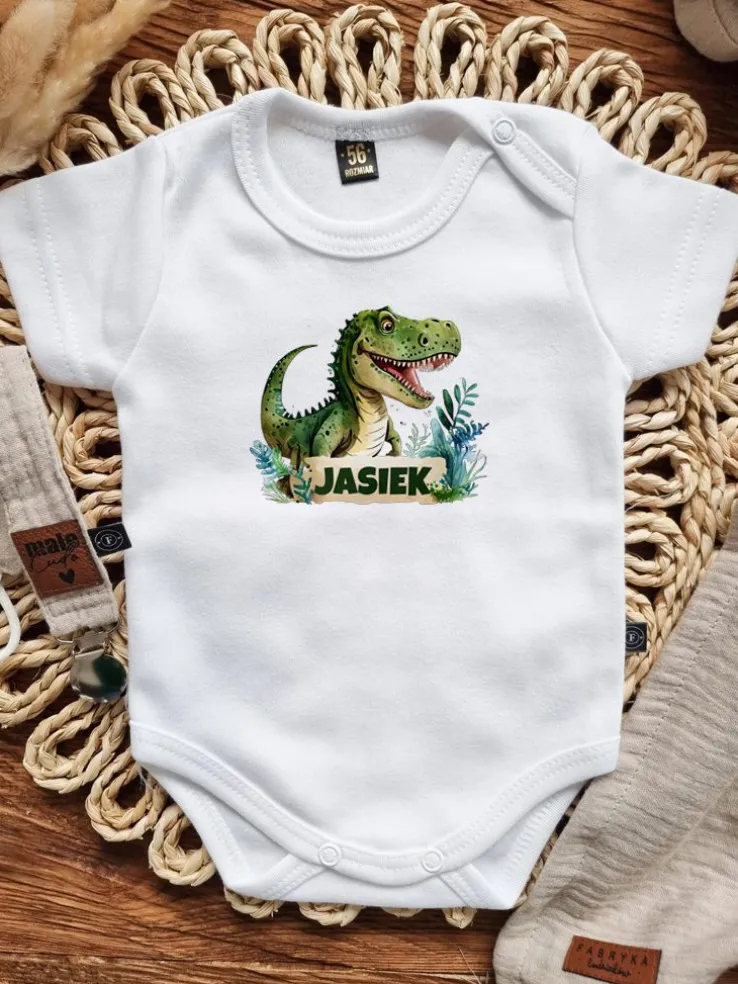 Body niemowlęce zielony dinozaur