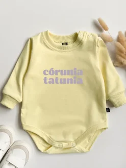 Body niemowlęce z liliowym nadrukiem córunia tatunia