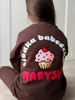 Brązowy komplet dla dziecka słodka babeczka (bluza + spodnie)