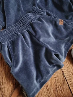 Chabrowy dziecięcy komplet welurowy bluza + szorty