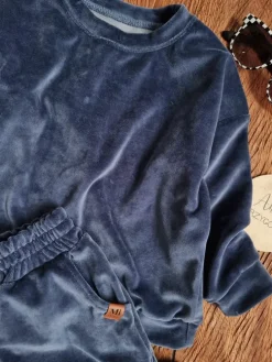 Chabrowy dziecięcy komplet welurowy bluza + szorty