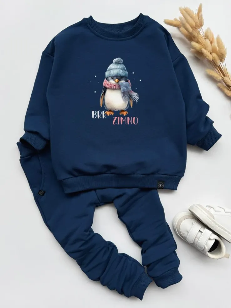 Ciemnoniebieski komplet brr zimno (bluza + spodnie)