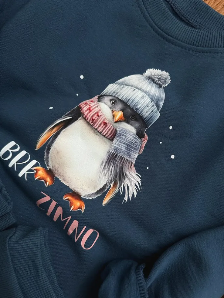 Ciemnoniebieski komplet brr zimno (bluza + spodnie)