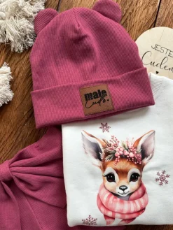 Czapka dla dziecka ze skórką Małe cudo + komin