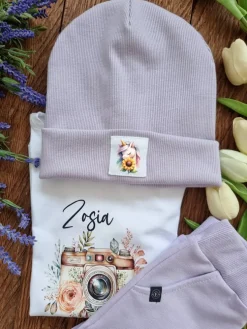 Czapka dla dziecka z nadrukiem jednorożca + komin