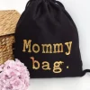 Czarny worek z nadrukiem mommy bag