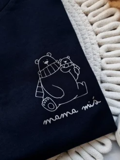 Damska koszulka ze srebrnym nadrukiem mama miś