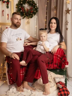 Damskie spodnie od piżamy bordowe