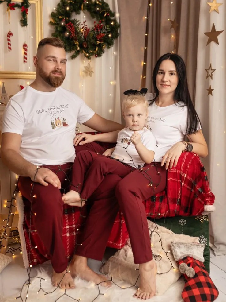 Damskie spodnie od piżamy bordowe
