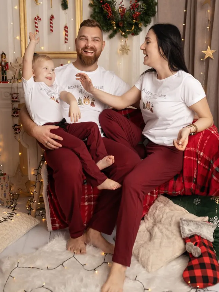 Damskie spodnie od piżamy bordowe