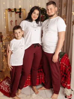 Damskie spodnie od piżamy bordowe