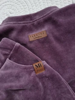 Dres welurowy dziecięcy jagodowy bluza + spodnie