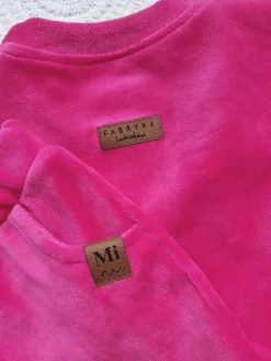 Dres welurowy dziecięcy neon róż bluza + spodnie