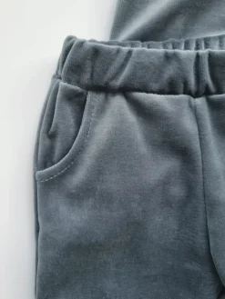 Dres welurowy dziecięcy szary bluza + spodnie