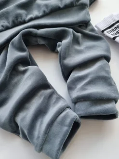 Dres welurowy dziecięcy szary bluza + spodnie