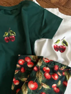 Dziecięcy komplet w wisienki legginsy + koszulka