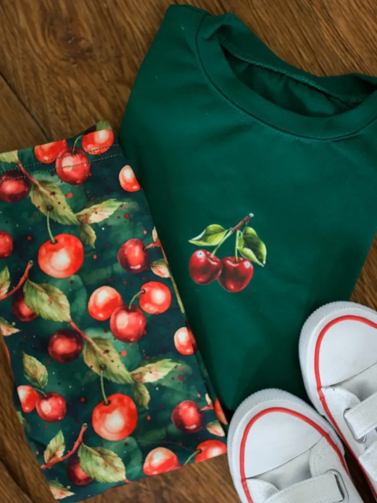Dziecięcy komplet w wisienki legginsy + koszulka