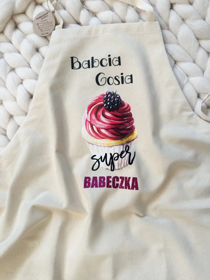 Fartuch kuchenny z nadrukiem Babcia super babeczka