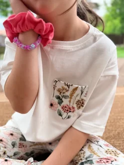 Komplet dla dziecka koszulka z kieszonką + legginsy hortensje