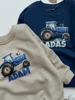 Komplet dla dziecka niebieski traktor (bluza + spodnie)