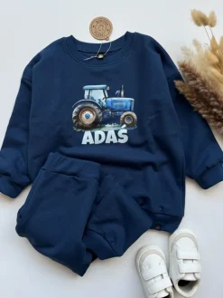 Komplet dla dziecka niebieski traktor (bluza + spodnie)