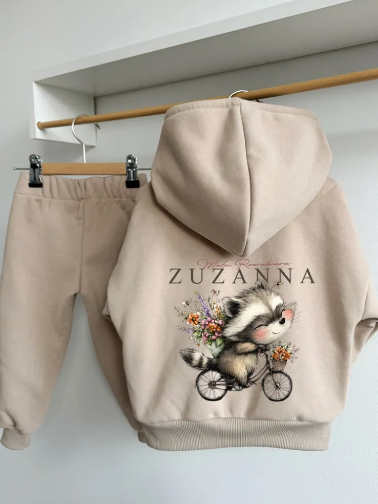 Komplet dla dziecka szop na rowerze (bluza z kapturem + spodnie)