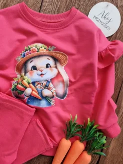 Komplet dla dziecka wiosenny króliczek z marchewkami