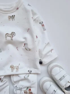 Komplet dla dziecka świąteczne pieski koszulka + spodnie