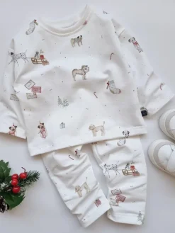 Komplet dla dziecka świąteczne pieski koszulka + spodnie