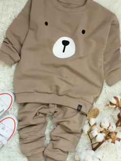 Komplet dla dziecka z buźką misia (bluza + spodnie)