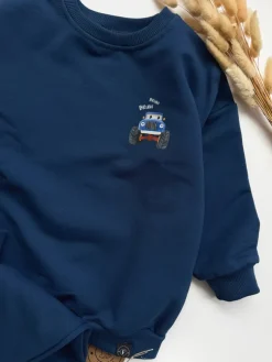 Komplet dla dziecka z nadrukiem Brum Brum (bluza + spodnie)