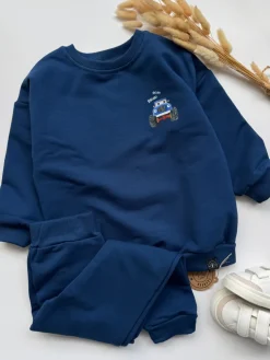 Komplet dla dziecka z nadrukiem Brum Brum (bluza + spodnie)