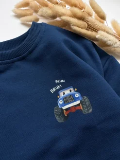 Komplet dla dziecka z nadrukiem Brum Brum (bluza + spodnie)