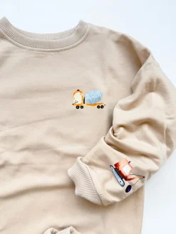 Komplet dla dziecka z nadrukiem maszyn budowlanych (bluza + spodnie)