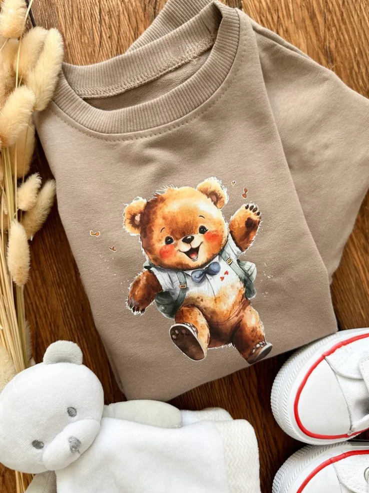 Komplet dla dziecka z nadrukiem misia (bluza + spodnie)