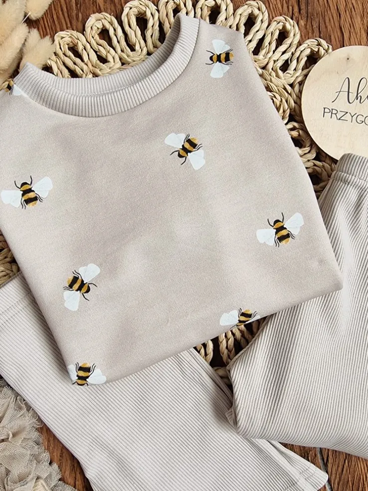 Komplet dla dziewczynki bluza pszczółki + legginsy