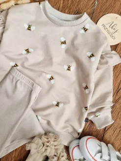 Komplet dla dziewczynki bluza pszczółki + legginsy