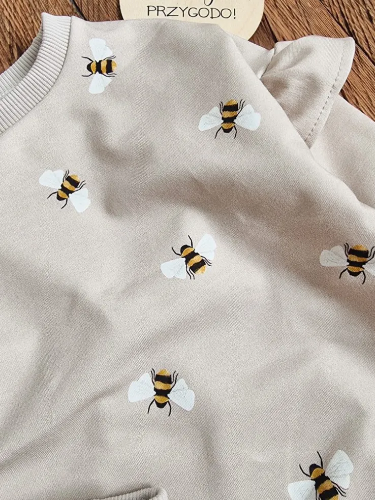 Komplet dla dziewczynki bluza pszczółki + legginsy