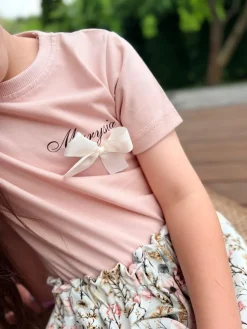 Komplet dla dziewczynki hortensje (koszulka+spódnico-spodenki)