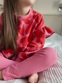Komplet dla dziewczynki serca na różu 7el.