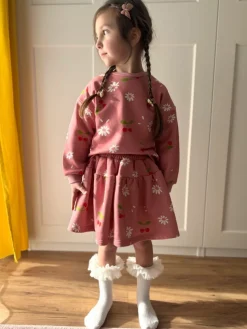 Komplet dla dziewczynki wisienki bluza + spódniczka