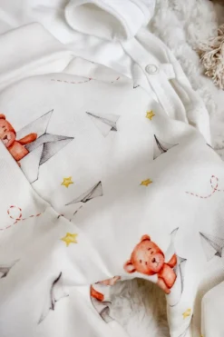 Komplet niemowlęcy miś w papierowym samolocie